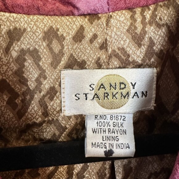 Vtg Sandy Starkman Silk Blend Cropped Jacket Abstract Multicolor Womens India - Picture 2 of 8
